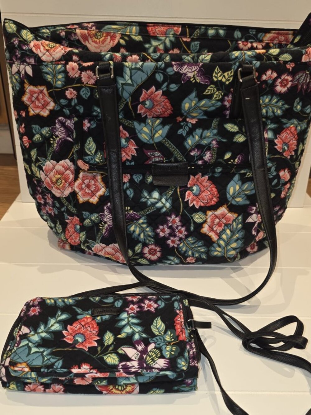 Vera Bradley Vine Floral (retired) Large Tote + Crossbody